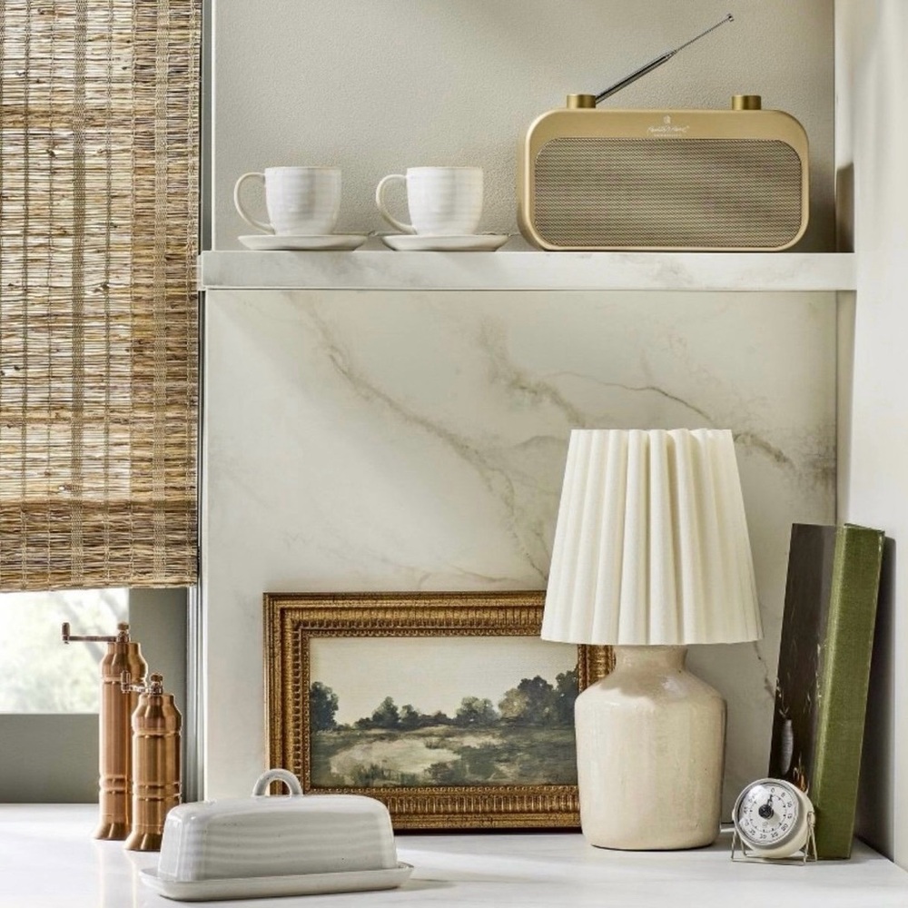 Rustic Ceramic Mini Kitchen Lamp Pleated Shade Cream - Hearth & Hand 2024 - Picture 2 of 2
